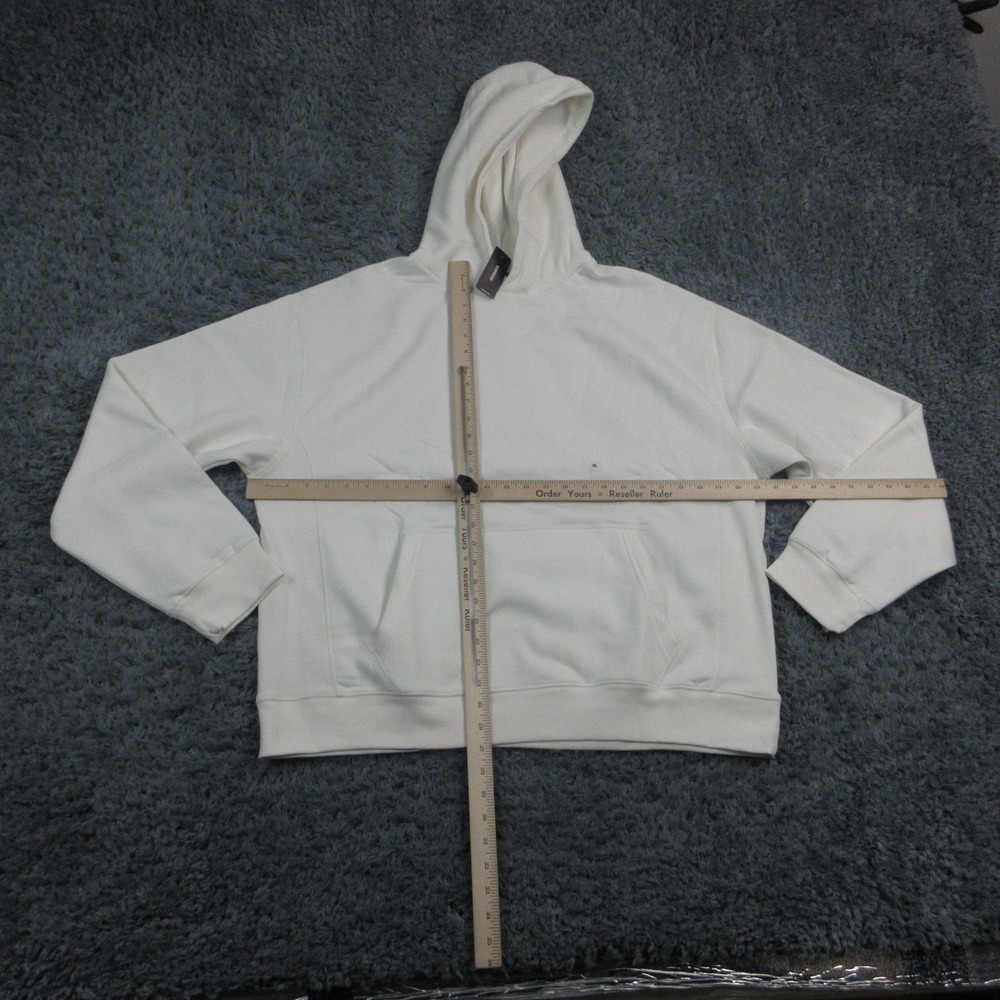 Express Mens XL Off White Solid Pullover Hoodie Sweatshirt NWT - Picture 5 of 13